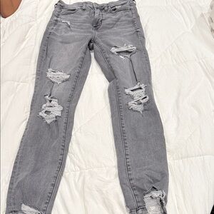 American Eagle Outfitters Gray Distressed Boyfriend Jeans